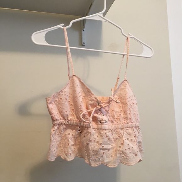 aerie Tops - NEW aerie pink eyelet cropped tank top